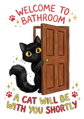 Funny Cat Bathroom Decor – black Cat Print for Home