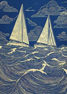 Sailboats on a Wavy Sea