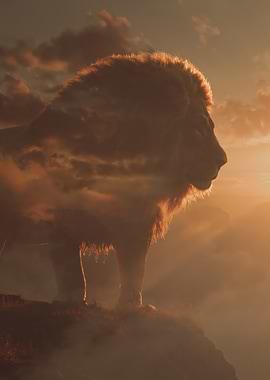 Majestic Lion Silhouette at Sunset