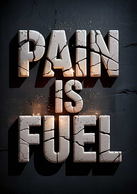 Pain Is Fuel Broken Stone Typography art