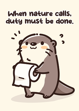 Cute Otter Holding Toilet Paper