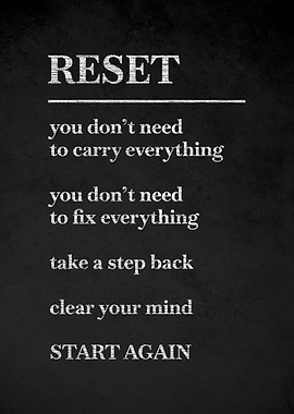 Reset Motivational Text Art v5