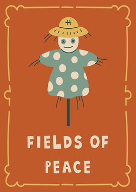 Scarecrow with 'Fields of Peace' text