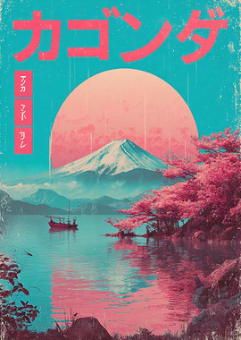 Japanese Landscape with Mount Fuji