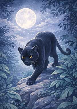 Black Panther in Moonlight