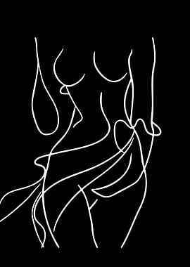 Abstract White Lines on Black Background