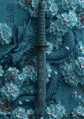 Dragon and Cherry Blossoms Katana