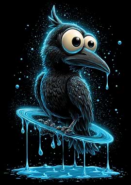Cartoon Crow with Big Eyes