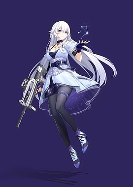 Anime Girl with Gun and Constellation
