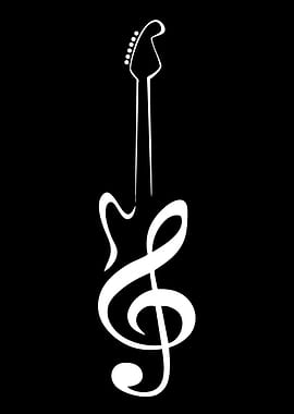 Guitar and Treble Clef Silhouette