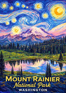 Mount Rainier National Park Starry Night