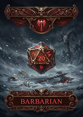Barbarian D20 Dice and Axes