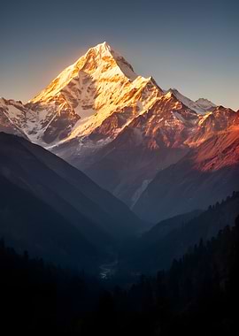 Golden Mountain Peak at Sunrise