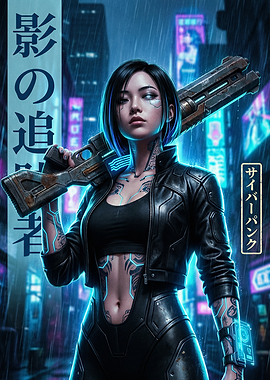 Cyberpunk Woman with Gun