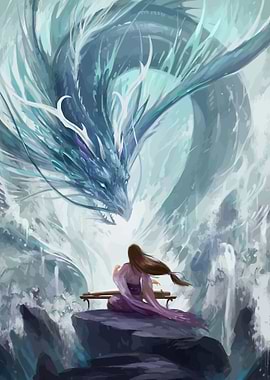 Woman Playing Music for a Dragon