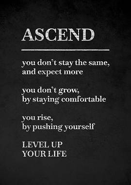 Ascend Level Up Your Life Motivational Text Art