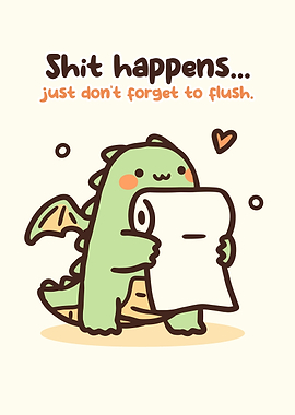 Cute Dragon Holding Toilet Paper
