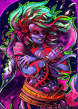 Anime Character with Fiery Hair and Mask