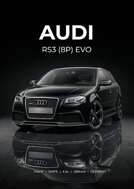 Audi RS3 (8P) EVO Black Car poster
