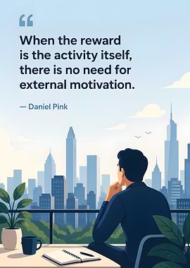 Man contemplating city view with motivational quote