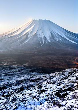 Snow-capped Mount Fuji at Sunrise