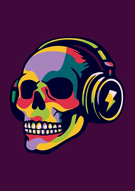 Colorful Skull with Headphones