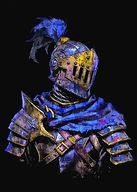 Knight in Blue and Gold Armor