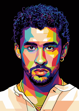 Colorful Portrait of Bad Bunny