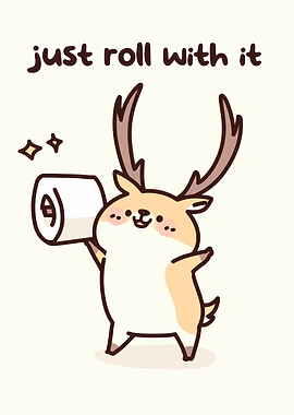 Cute Deer Holding Toilet Paper