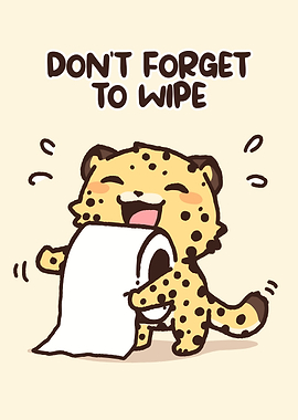 Cute Cheetah Holding Toilet Paper