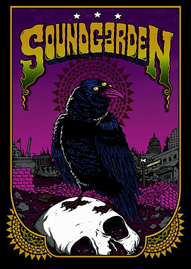 Soundgarden Raven on Skull Poster