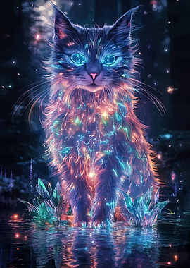 Enchanted Cat with Glowing Eyes
