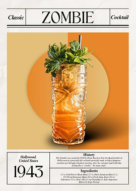 Vintage Zombie Cocktail – Classic 1934 Hollywood Tiki Legend
