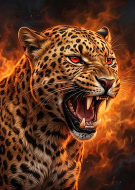 Fierce Leopard with Fiery Eyes