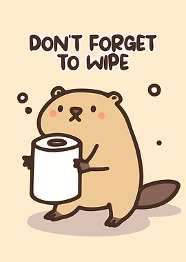 Cute Beaver Holding Toilet Paper