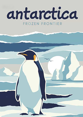 Antarctica Frozen Frontier - Vintage Travel Art