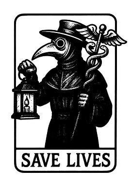 Plague Doctor with Caduceus and Lantern