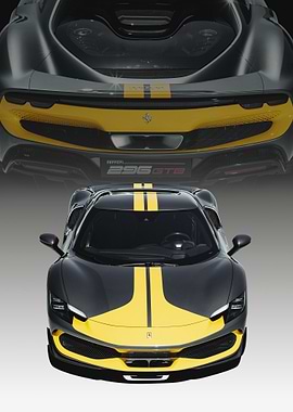 Ferrari 296 GTB with Yellow Stripes