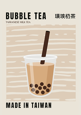 Minimalist Taiwanese Bubble Milk Tea