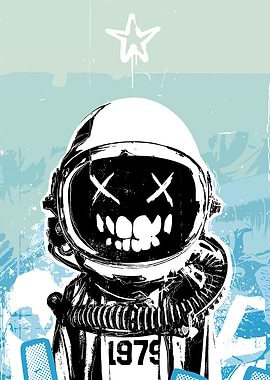 Astronaut with Skull Face and Star