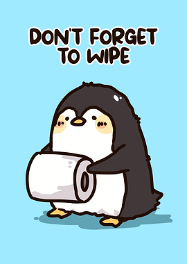 Cute Penguin Holding Toilet Paper