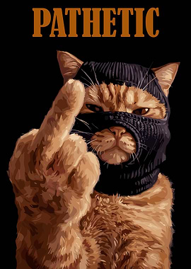 Pathetic Cat Flipping Off