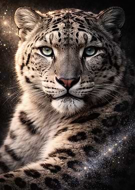 Snow Leopard with Cosmic Background