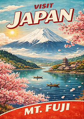 Visit Japan Mt. Fuji Vintage Poster