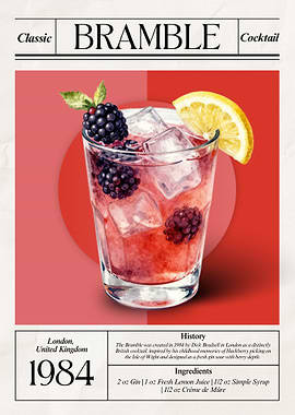 Vintage Bramble Cocktail – Classic 1984 London Blackberry Gin