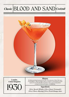 Vintage Blood and Sand Cocktail – Classic 1930 London Scotch Icon