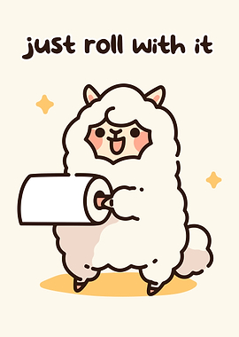 Cute Alpaca Holding Toilet Paper