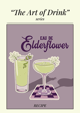 Eau de Elderflower Vintage Cocktail Art