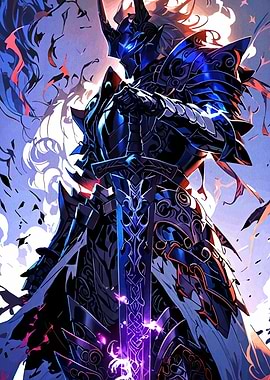 Dark Knight with Glowing Sword