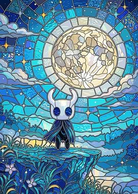 Stained Glass Knight Under the Moon